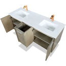 Lexora Fairbanks 60 " W x 20 " D Rustic Acacia Double Bath Vanity White Quartz Top with Faucet Set