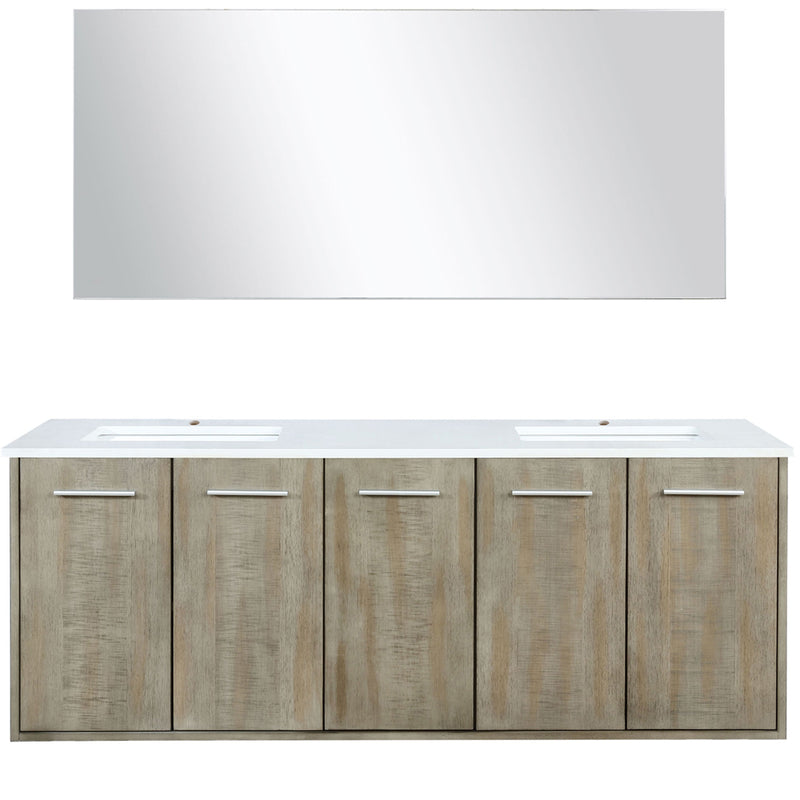 Lexora Fairbanks 60 " W x 20 " D Rustic Acacia Double Bath Vanity and 55" Mirror