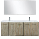 Lexora Fairbanks 60 " W x 20 " D Rustic Acacia Double Bath Vanity White Quartz Top with Faucet Set and 55" Mirror