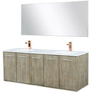 Lexora Fairbanks 60 " W x 20 " D Rustic Acacia Double Bath Vanity White Quartz Top with Faucet Set and 55" Mirror