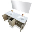 Lexora Fairbanks 60 " W x 20 " D Rustic Acacia Double Bath Vanity White Quartz Top with Faucet Set and 55" Mirror