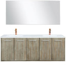 Lexora Fairbanks 60 " W x 20 " D Rustic Acacia Double Bath Vanity White Quartz Top with Faucet Set and 55" Mirror