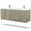 Lexora Fairbanks 60 " W x 20 " D Rustic Acacia Double Bath Vanity Cultured Marble Top with Faucet Set