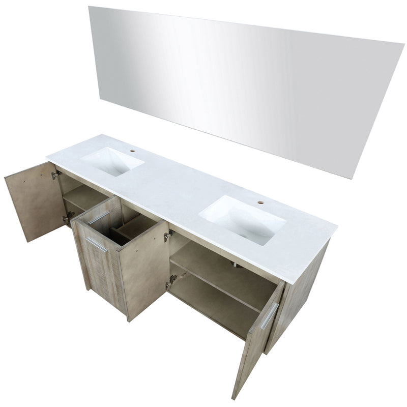 Lexora Fairbanks 72 " W x 20 " D Rustic Acacia Double Bath Vanity and 70" Mirror