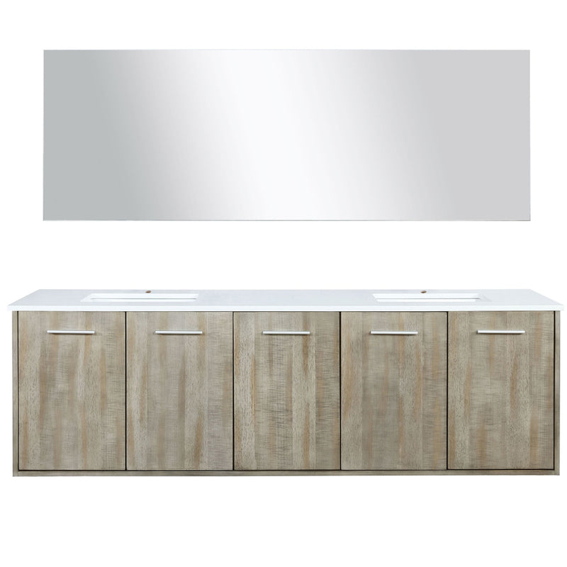 Lexora Fairbanks 72 " W x 20 " D Rustic Acacia Double Bath Vanity and 70" Mirror