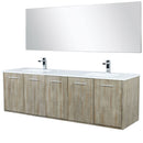 Lexora Fairbanks 72 " W x 20 " D Rustic Acacia Double Bath Vanity White Quartz Top with Faucet Set and 70" Mirror