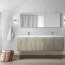 Lexora Fairbanks 72 " W x 20 " D Rustic Acacia Double Bath Vanity White Quartz Top with Faucet Set and 70" Mirror