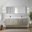 Lexora Fairbanks 72 " W x 20 " D Rustic Acacia Double Bath Vanity White Quartz Top with Faucet Set and 70" Mirror