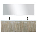 Lexora Fairbanks 72 " W x 20 " D Rustic Acacia Double Bath Vanity White Quartz Top with Faucet Set and 70" Mirror