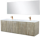 Lexora Fairbanks 72 " W x 20 " D Rustic Acacia Double Bath Vanity White Quartz Top with Faucet Set and 70" Mirror