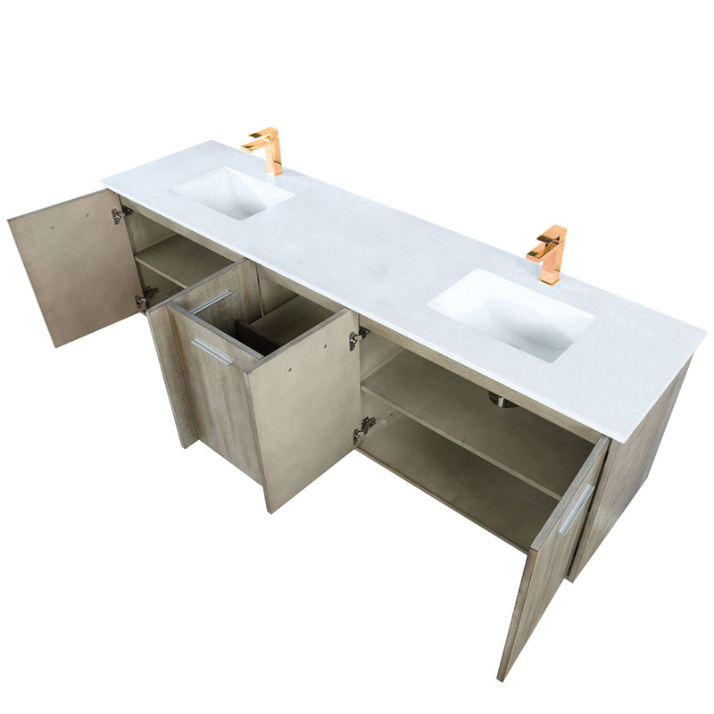 Lexora Fairbanks 80 " W x 20 " D Rustic Acacia Double Bath Vanity White Quartz Top with Faucet Set