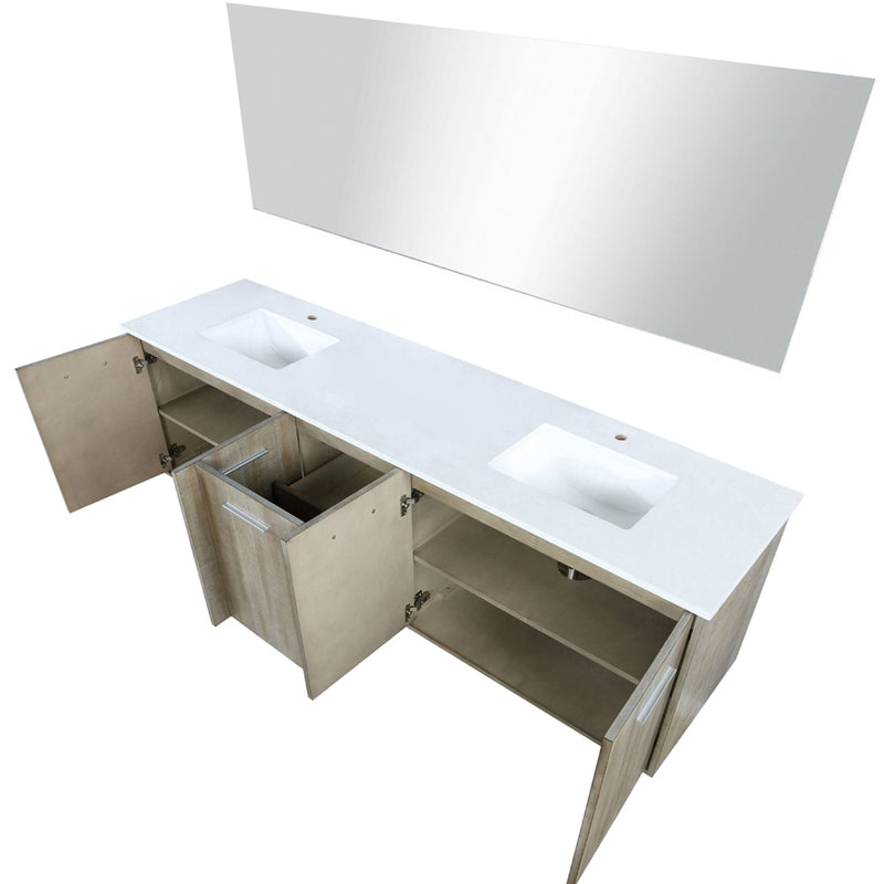 Lexora Fairbanks 80 " W x 20 " D Rustic Acacia Double Bath Vanity and 70" Mirror