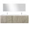 Lexora Fairbanks 80" W x 20" D Rustic Acacia Double Bath Vanity White Quartz Top with Faucet Set and 70" Mirror