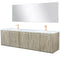 Lexora Fairbanks 80" W x 20" D Rustic Acacia Double Bath Vanity White Quartz Top with Faucet Set and 70" Mirror