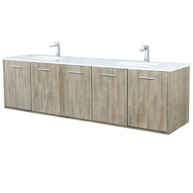 Lexora Fairbanks 80 " W x 20 " D Rustic Acacia Double Bath Vanity Cultured Marble Top with Faucet Set