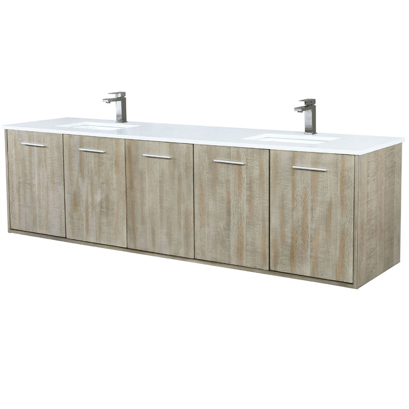 Lexora Fairbanks 80 " W x 20 " D Rustic Acacia Double Bath Vanity Cultured Marble Top with Faucet Set