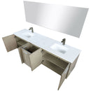 Lexora Fairbanks 80" W x 20" D Rustic Acacia Double Bath Vanity Cultured Marble Top with Faucet Set and 70" Mirror