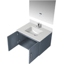 Lexora Geneva 30" W x 22" D Dark Grey Bath Vanity Marble Top with Faucet Set and 30" LED Mirror