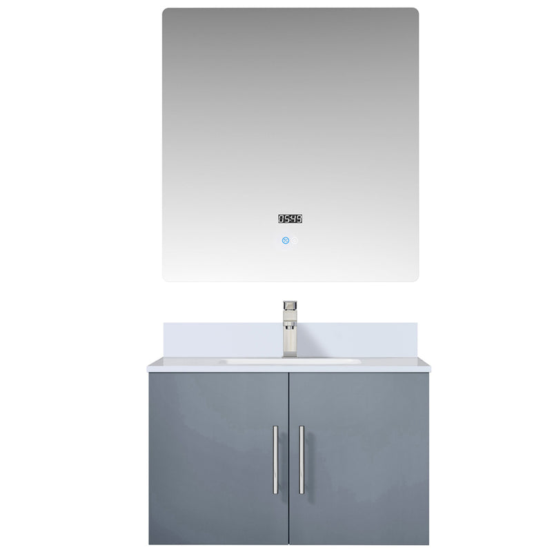 Lexora Geneva 30" W x 22" D Dark Grey Bath Vanity Marble Top with Faucet Set and 30" LED Mirror