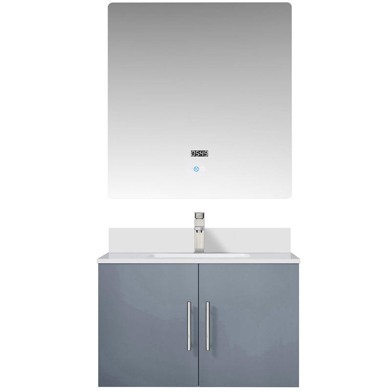 Lexora Geneva 30" W x 22" D Dark Grey Bath Vanity Marble Top with Faucet Set and 30" LED Mirror