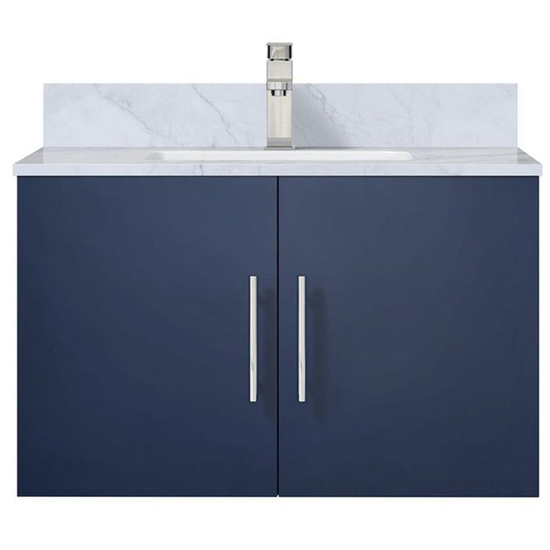 Lexora Geneva 30" W x 22" D Navy Blue Bath Vanity Marble Top with Faucet Set