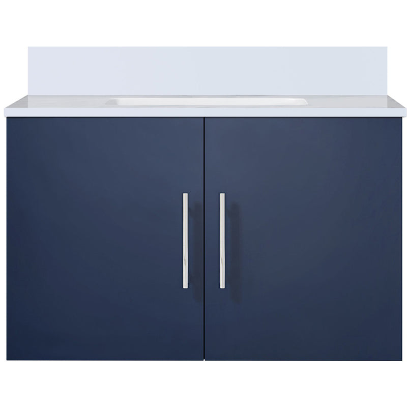 Lexora Geneva 30" W x 22" D Navy Blue Bath Vanity and Marble Top