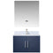 Lexora Geneva 30" W x 22" D Navy Blue Bath Vanity Marble Top with Faucet Set and 30" LED Mirror