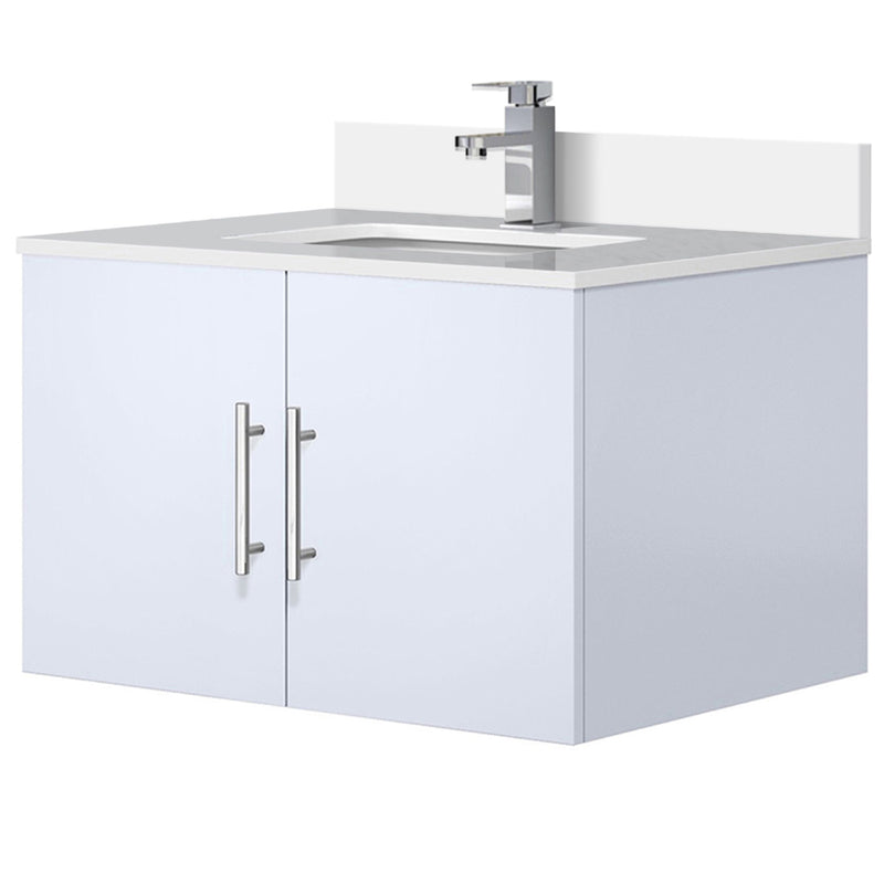 Lexora Geneva 30" W x 22" D Glossy White Bath Vanity Marble Top with Faucet Set