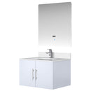 Lexora Geneva 30" W x 22" D Glossy White Bath Vanity Marble Top with Faucet Set and 30" LED Mirror