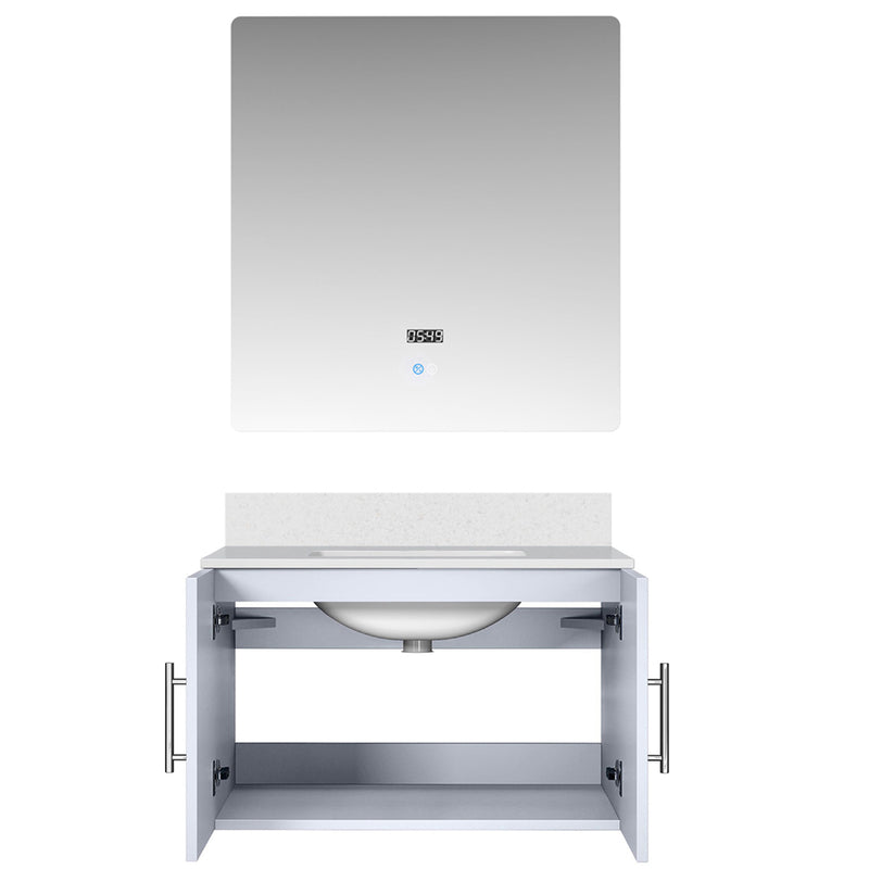 Lexora Geneva 30" W x 22" D Glossy White Bath Vanity Marble Top with 30" LED Mirror