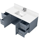 Lexora Geneva 48" W x 22" D Dark Grey Bath Vanity Marble Top and Faucet Set