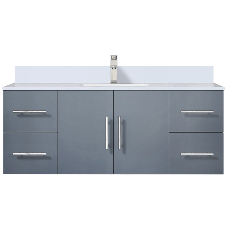 Lexora Geneva 48" W x 22" D Dark Grey Bath Vanity Marble Top and Faucet Set