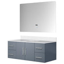 Lexora Geneva 48 " W x 22 " D Dark Grey Bath Vanity Marble Top and 48" LED Mirror