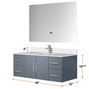 Lexora Geneva 48 " W x 22 " D Dark Grey Bath Vanity Marble Top and 48" LED Mirror