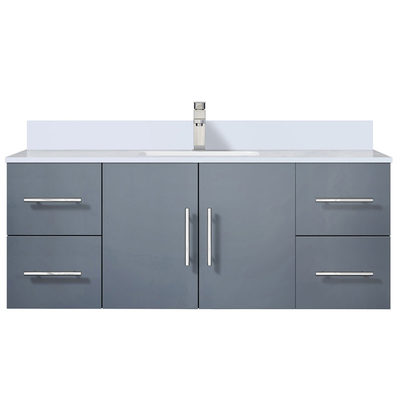 Lexora Geneva 48" W x 22" D Dark Grey Bath Vanity Marble Top and Faucet Set