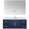 Lexora Geneva 48 " W x 22 " D Navy Blue Bath Vanity Marble Top with Faucet Set and 48" LED Mirror