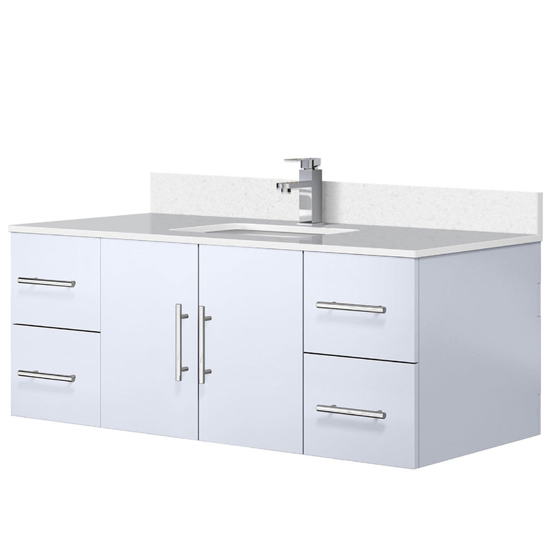 Lexora Geneva 48" W x 22" D Glossy White Bath Vanity Marble Top and Faucet Set