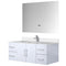 Lexora Geneva 48 " W x 22 " D Glossy White Bath Vanity Marble Top with Faucet Set and 48" LED Mirror