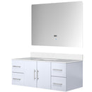 Lexora Geneva 48 " W x 22 " D Glossy White Bath Vanity Marble Top and 48" LED Mirror