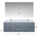 Lexora Geneva 60 " W x 22 " D Dark Grey Double Bath Vanity Marble Top and Faucet Set