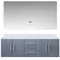 Lexora Geneva 60" W x 22" D Dark Grey Double Bath Vanity Marble Top and 60" LED Mirror