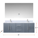 Lexora Geneva 60" W x 22" D Dark Grey Double Bath Vanity Marble Top and 60" LED Mirror