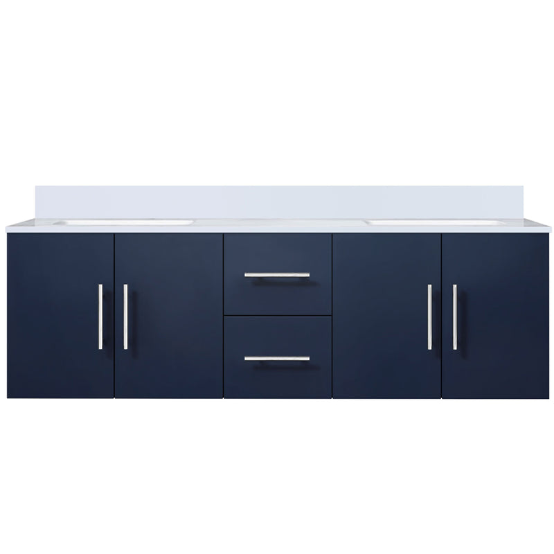 Lexora Geneva 60 " W x 22 " D Navy Blue Double Bath Vanity and Marble Top