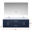 Lexora Geneva 60" W x 22" D Navy Blue Double Bath Vanity Marble Top and 60" LED Mirror