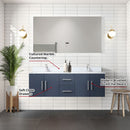 Lexora Geneva 60" W x 22" D Navy Blue Double Bath Vanity Marble Top and Faucet Set