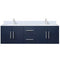 Lexora Geneva 60" W x 22" D Navy Blue Double Bath Vanity Marble Top and Faucet Set