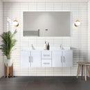 Lexora Geneva 60 " W x 22 " D Glossy White Double Bath Vanity and Marble Top