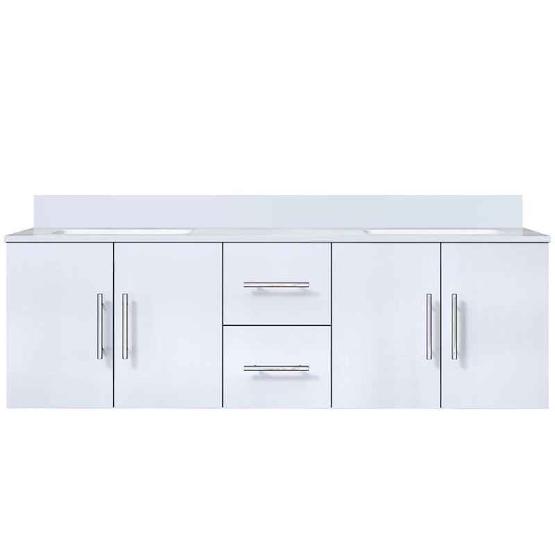 Lexora Geneva 60 " W x 22 " D Glossy White Double Bath Vanity and Marble Top