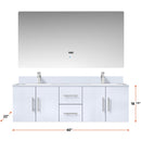 Lexora Geneva 60 " W x 22 " D Glossy White Double Bath Vanity and Marble Top