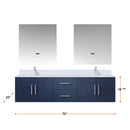 Lexora Geneva 72" W x 22" D Navy Blue Double Bath Vanity Marble Top with Faucet Set